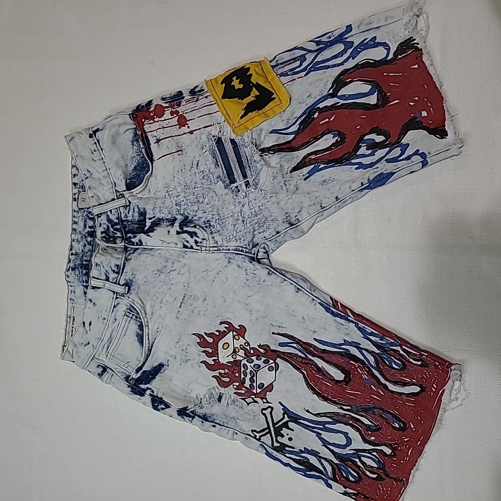 Smoke rise art jean shorts